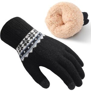 Black Knit Gloves with Pattern-NWT💗